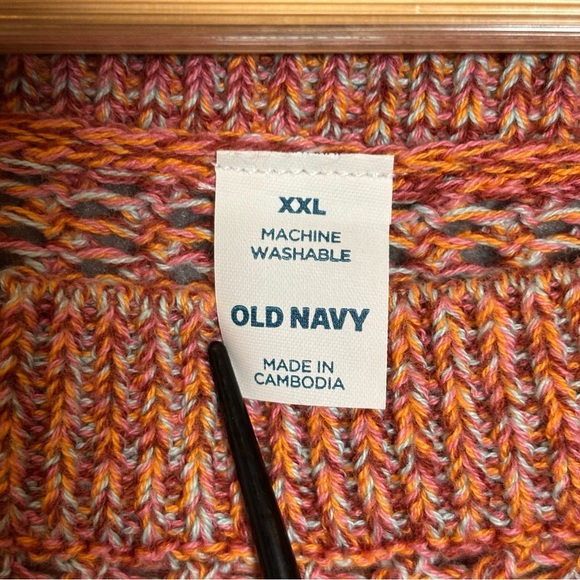 Old Navy Boat Neck Open-Knit Sweater-Orange Multi-Women Size XXL - Picture 4 of 8